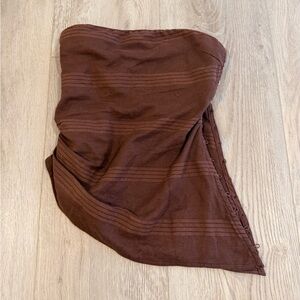 Free People Brown Asymmetrical Button Tube Top Stripes XS